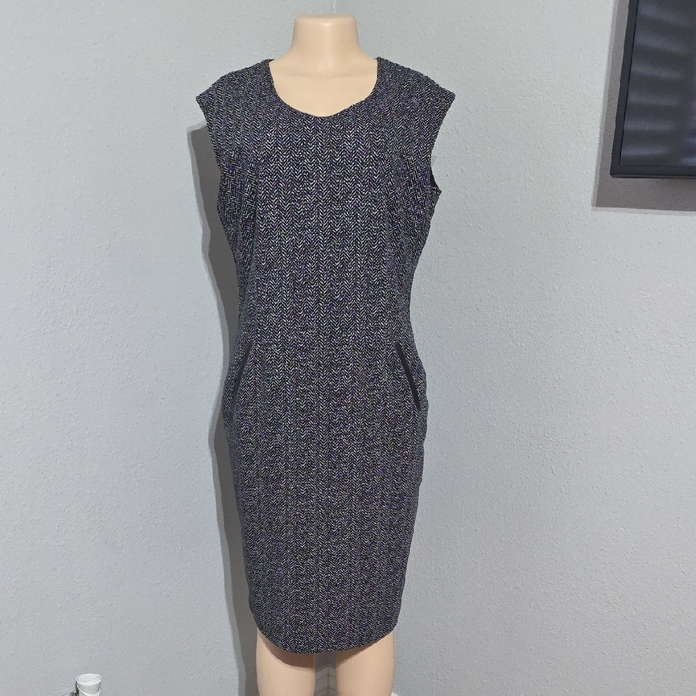 TravelSmith Black Speckled Sleeveless Midi Dress Size 12